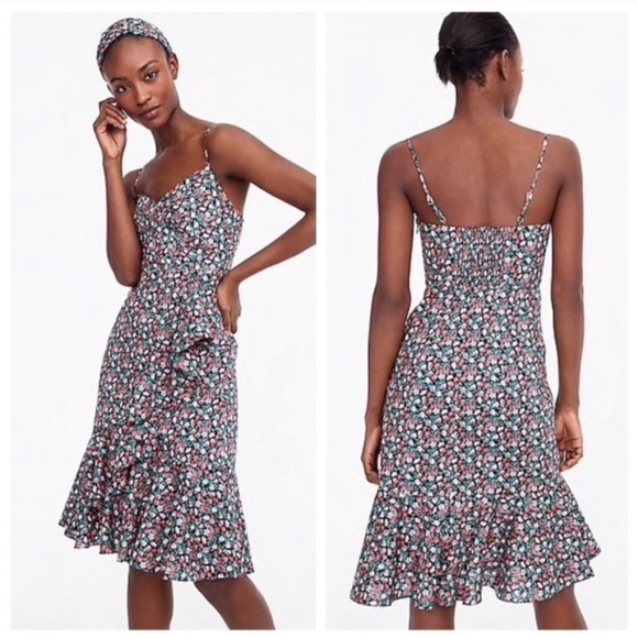 J Crew Floral Liberty Sarah Ruffle Trim Dress Vintage Flirty British Smocked 6